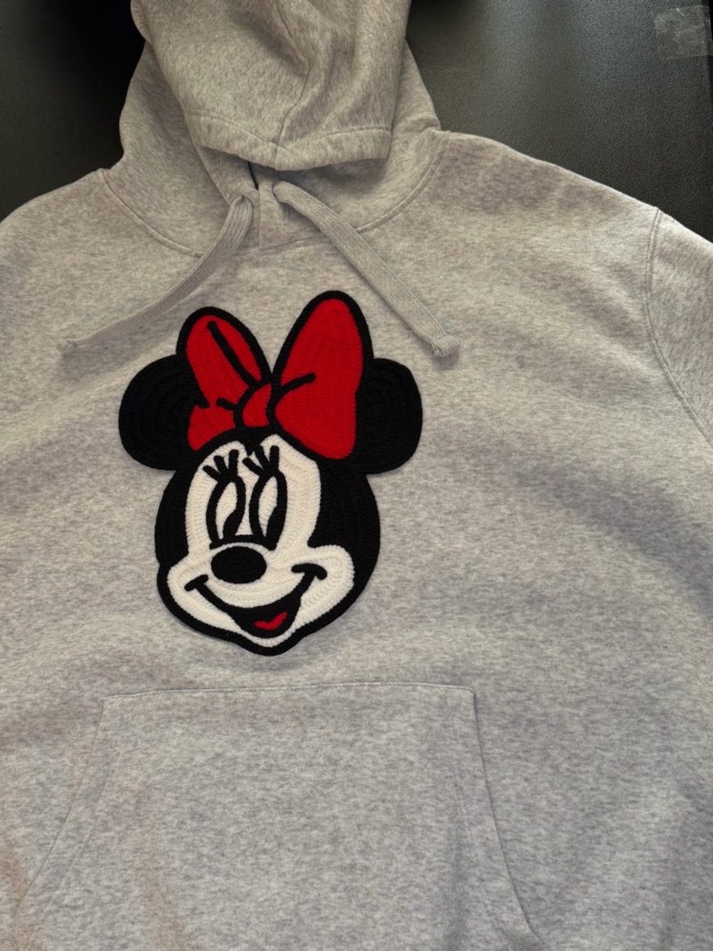 Disney Minnie Mouse Gray Embroidered Hoodie Sweatshirt XXL